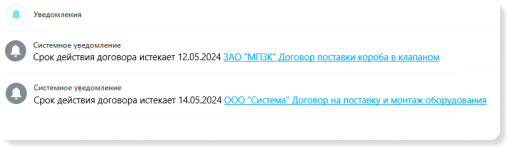 Уведомления о сроках